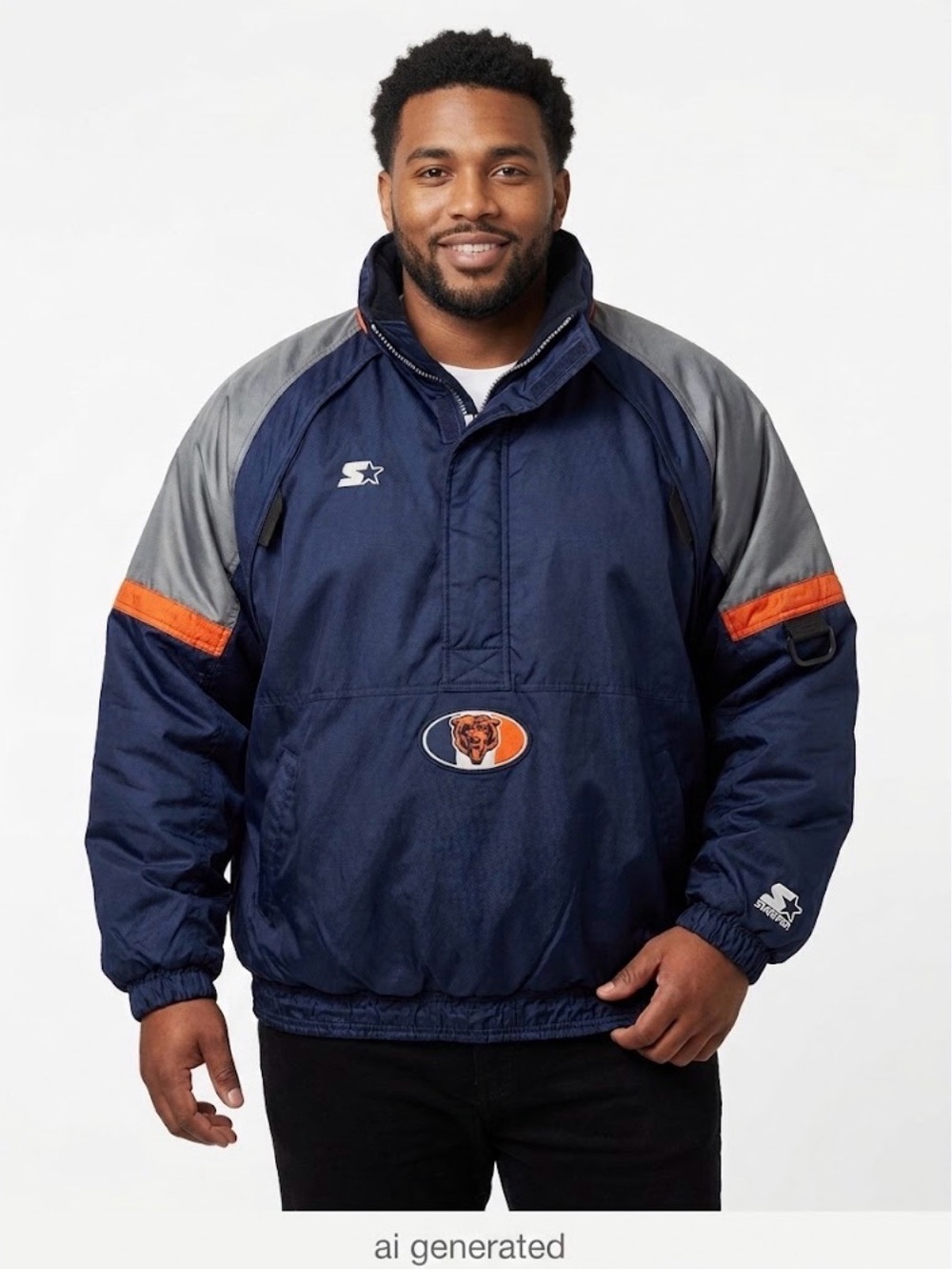 STARTER Chicago Bears Pullover Jacket with Team Patch
